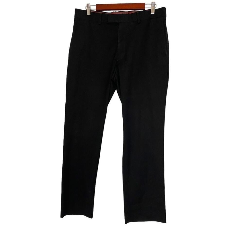 Axist Black Mens Flat Front Work Dress Pants Classic Fit Size 33x30